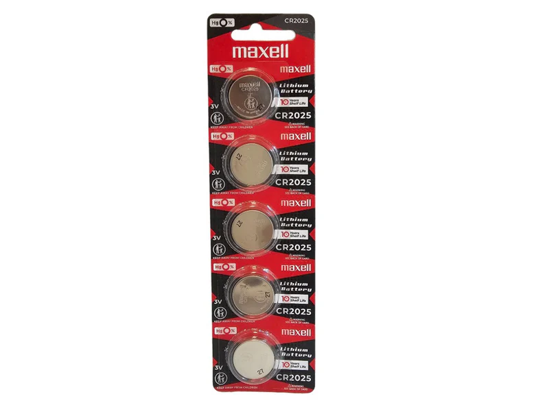 Maxell CR2025 Lithium Battery 3.0V (PACK OF 5) - Coin Cell Battery