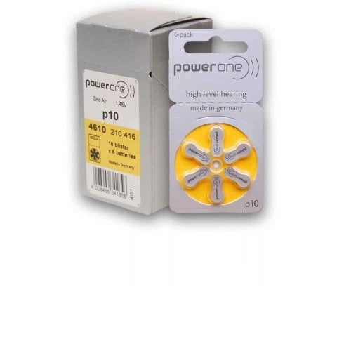 PowerOne Zinc Air P10 Hearing Aid Battery (Box of 60 PCS)