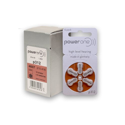 PowerOne Zinc Air P312 Hearing Aid Battery (Box of 60 PCS)